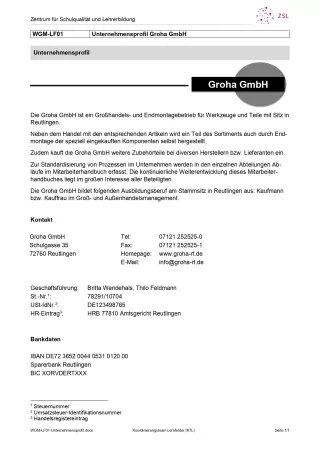 Unterrichtsbaustein: Das Unternehmen präsentieren: Unternehmensprofil (PDF)