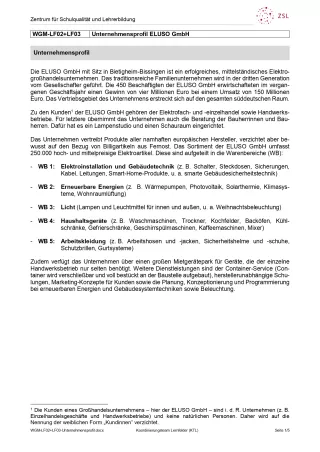 Unterrichtsbaustein: Aufträge kundenorientiert bearbeiten: Unternehmensprofil (PDF)
