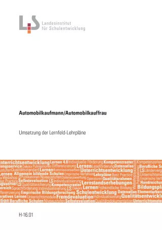 Unterrichtsplanung: Automobilkaufmann/frau Umsetzung der Lernfeld-Lehrpläne