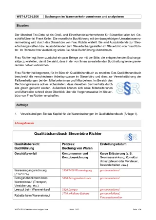 Unterrichtsbaustein: Buchungen im Warenverkehr vornehmen und analysieren (Version Lehrkraft; PDF)