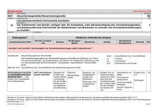 Unterrichtsplanung: Umsatzsteuerrechtliche Sachverhalte bearbeiten: Zielanalyse (PDF)