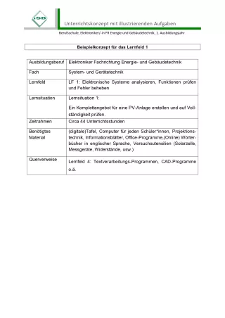 Unterrichtsplanung: Komplettangebot für eine PV-Anlage erstellen (PDF)