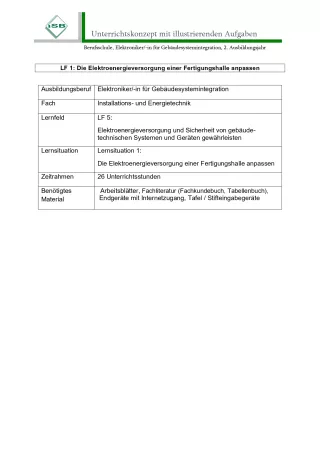 Unterrichtsplanung: Die Elektroenergieversorgung einer Fertigungshalle anpassen (PDF)