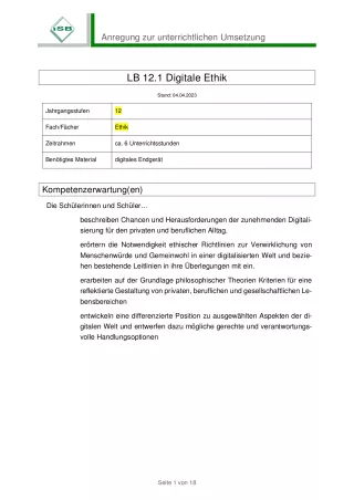 Unterrichtsbaustein: Digitale Ethik: Künstliche Intelligenz für Personalentscheidungen (PDF)