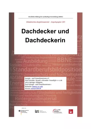 Unterrichtsbaustein: BBNE für Dachdecker/innen - Impulspapier