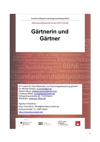 Unterrichtsbaustein: BBNE für Gärtner/innen - Hintergrundmaterial