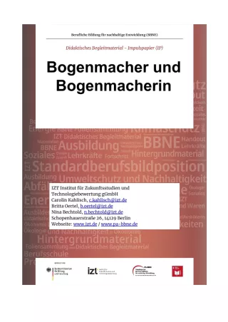 Unterrichtsbaustein: BBNE für Bogenmacher/innen - Impulspapier