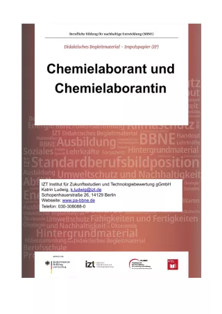 Unterrichtsbaustein: BBNE für Chemielaborant/innen - Impulspapier