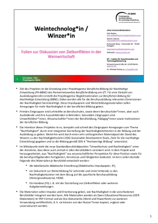 Unterrichtsbaustein: BBNE für Weintechnolog/innen und Winzer/innen - Handreichung