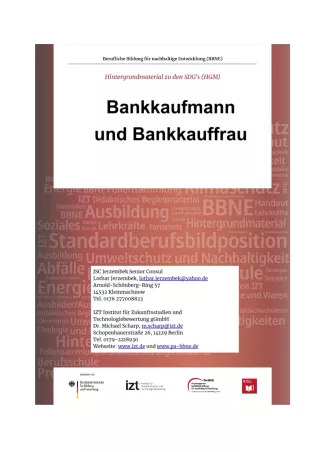 Unterrichtsbaustein: BBNE für Bankkaufleute - Hintergrundmaterial