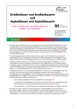 Unterrichtsbaustein: BBNE für Asphaltbauer/innen und Straßenbauer/innen - Handreichung