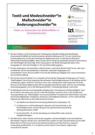 Unterrichtsbaustein: BBNE für Schneider/innen - Handreichung