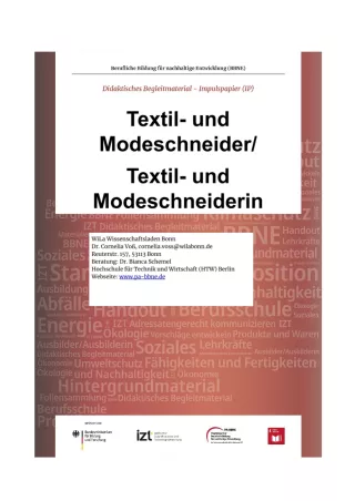 Unterrichtsbaustein: BBNE für Textil- und Modeschneider/innen - Impulspapier