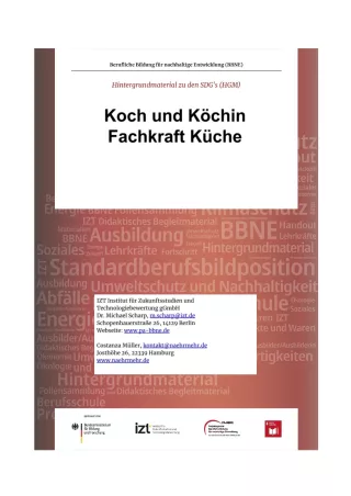 Unterrichtsbaustein: BBNE für Köch/innen und Fachkräfte Küche - Hintergrundmaterial
