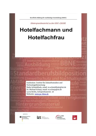 Unterrichtsbaustein: BBNE für Hotelfachleute - Hintergrundmaterial