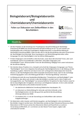 Unterrichtsbaustein: BBNE für Biologielaborant/innen und Chemielaborant/innen - Handreichung
