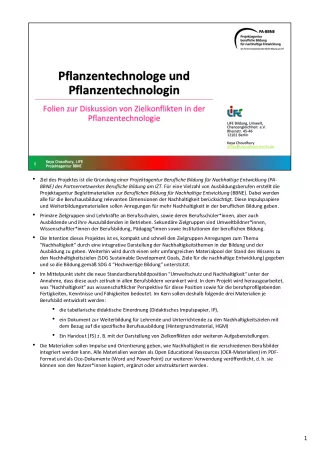 Unterrichtsbaustein: BBNE für Pflanzentechnolog/innen - Handreichung