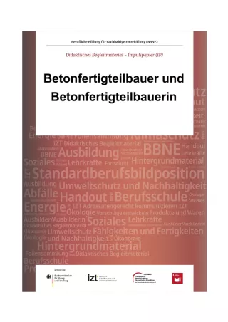 Unterrichtsbaustein: BBNE für Betonfertigteilbauer/innen - Impulspapier