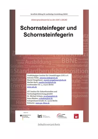 Unterrichtsbaustein: BBNE für Schornsteinfeger/innen - Hintergrundmaterial
