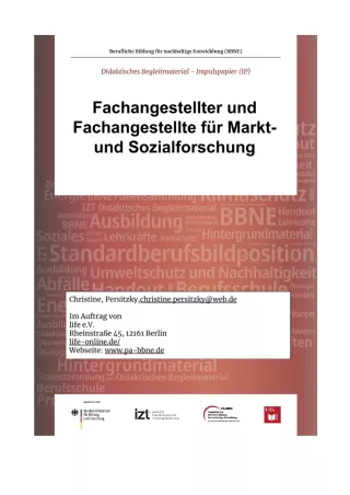 Unterrichtsbaustein: BBNE für Fachangestellte für Markt- und Sozialforschung - Impulspapier