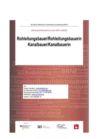 Unterrichtsbaustein: BBNE für Kanal- und Rohrleitungsbauer/innen - Hintergrundmaterial