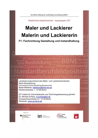 Unterrichtsbaustein: BBNE für Maler/innen und Lackierer/innen - Impulspapier
