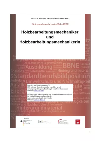 Unterrichtsbaustein: BBNE für Holzbearbeitungsmechaniker/innen - Hintergrundmaterial