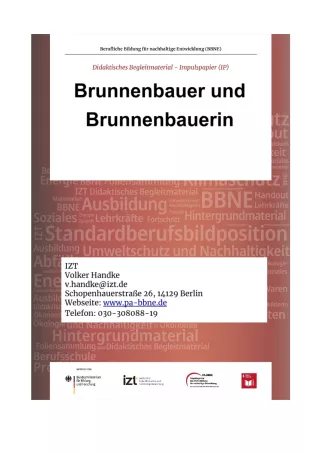 Unterrichtsbaustein: BBNE für Brunnenbauer/innen - Impulspapier