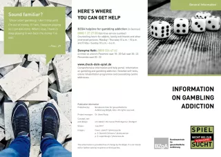 Broschuere: Allgemeine Informationen zur Glücksspielsucht (Englisch)
