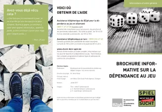 Broschuere: Allgemeine Informationen zur Glücksspielsucht (Französisch)