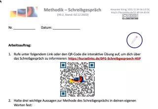 Arbeitsblatt: Methodik Schreibgespräch