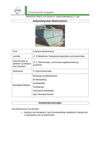 Unterrichtsbaustein: Aufbereitung eines Abfallcontainers (PDF)