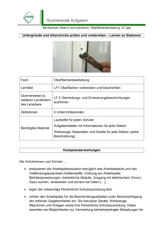 Unterrichtsbaustein: Untergründe und Altanstriche prüfen und vorbereiten: Lernen an Stationen (PDF)