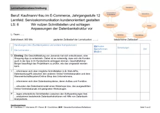 Unterrichtsbaustein: Lernsituationsbeschreibung: "Schnittstellen und Anpassungen der Datenbankstruktur" (LF 9)