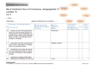 Unterrichtsbaustein: Lernsituationsbeschreibung: "Operative und strategische Ziele der Jamando GmbH"  (LF 10)
