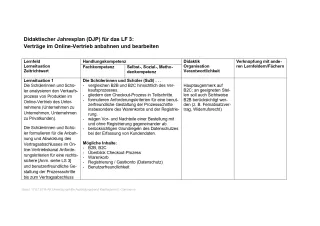 Unterrichtsplanung: Kaufmann/frau im E-Commerce: Didaktischer Jahresplan Lernfeld 3