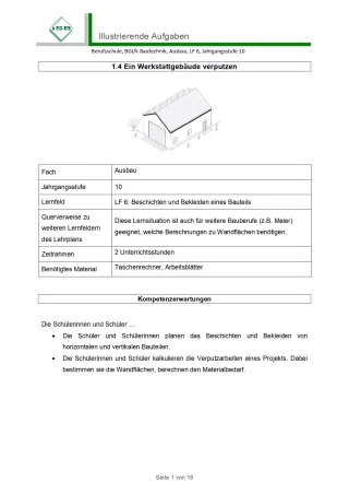 Unterrichtsbaustein: Ein Werkstattgebäude verputzen (PDF)