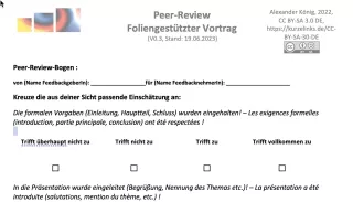 Presentation: Bogen zur Durchführung eines Peer-Reviews