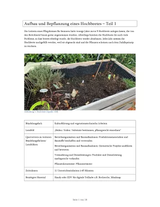 Unterrichtsbaustein: Aufbau und Bepflanzung eines Hochbeets Teil 1 (DOCX)