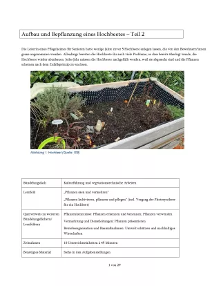 Unterrichtsbaustein: Aufbau und Bepflanzung eines Hochbeets Teil 2 (DOCX)