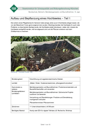 Unterrichtsbaustein: Aufbau und Bepflanzung eines Hochbeets Teil 1 (PDF)
