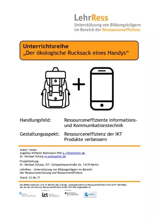 Unterrichtsbaustein: Der ökologische Rucksack eines Handys (Hintergrundmaterial)