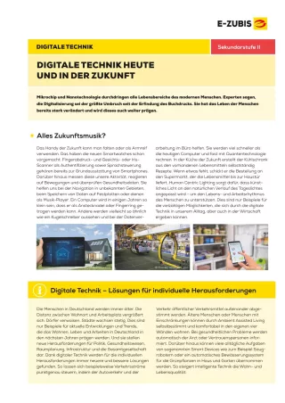 Arbeitsblatt: Digitale Technik im Alltag | Arbeitsblatt 3: Digitale Technik heute und in der Zukunft