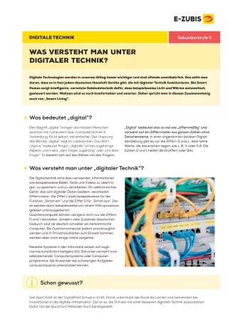 Arbeitsblatt: Digitale Technik im Alltag | Arbeitsblatt 1: Was versteht man unter digitaler Technik?