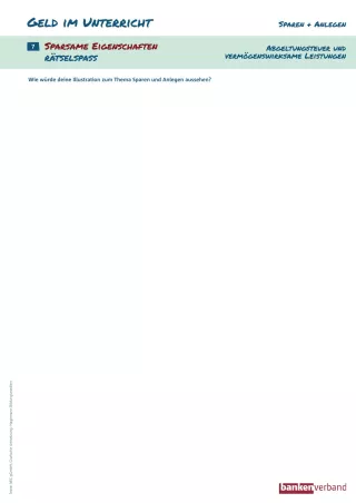 Arbeitsblatt: Sparen und Anlegen | Abgeltungssteuer und Vermögenswirksame Leistungen | Sparsame Eigenschaften (Teil 2)