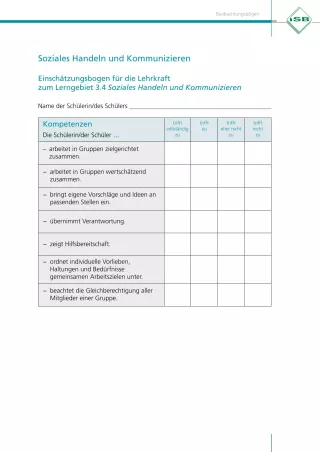 Sonstiges: Beobachtungsbogen Soziales Handeln und Kommunizieren (PDF)
