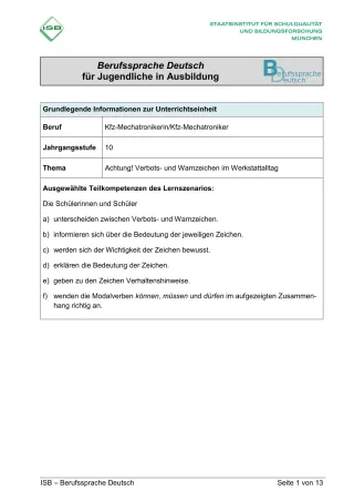 Unterrichtsplanung: Achtung! Verbots- und Warnzeichen im Werkstattalltag (PDF)