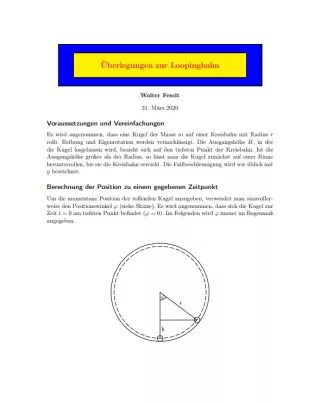 Text: Überlegungen zur Loopingbahn (Text mit Formeln)