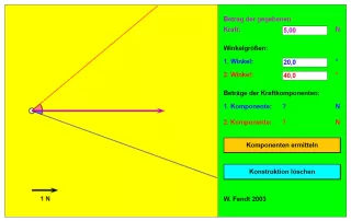 Interaktion: Zerlegung einer Kraft in zwei Komponenten