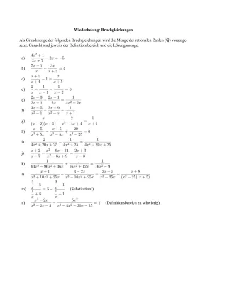 Arbeitsblatt: Bruchgleichungen
